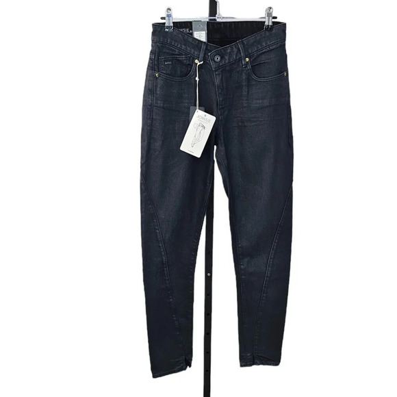 G-Star Raw Womens  Jowsie 3D Mid Slim Jeans Size 27 Coated Waxed Denim NWT - Picture 1 of 12
